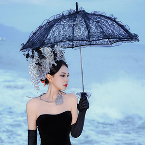 黑色蕾丝伞法式复古洋伞新娘婚纱摄影拍照道具洛丽塔lolita儿童伞