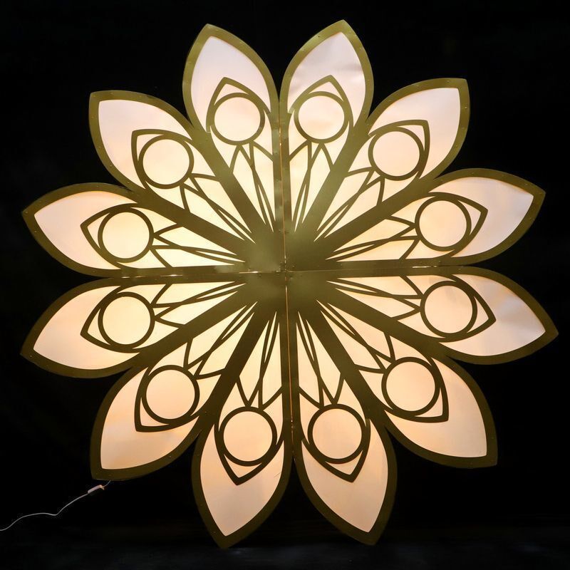 婚庆铁艺道具中式婚礼堂罗曼酒店大型婚礼雕刻荷花吊顶灯箱背景