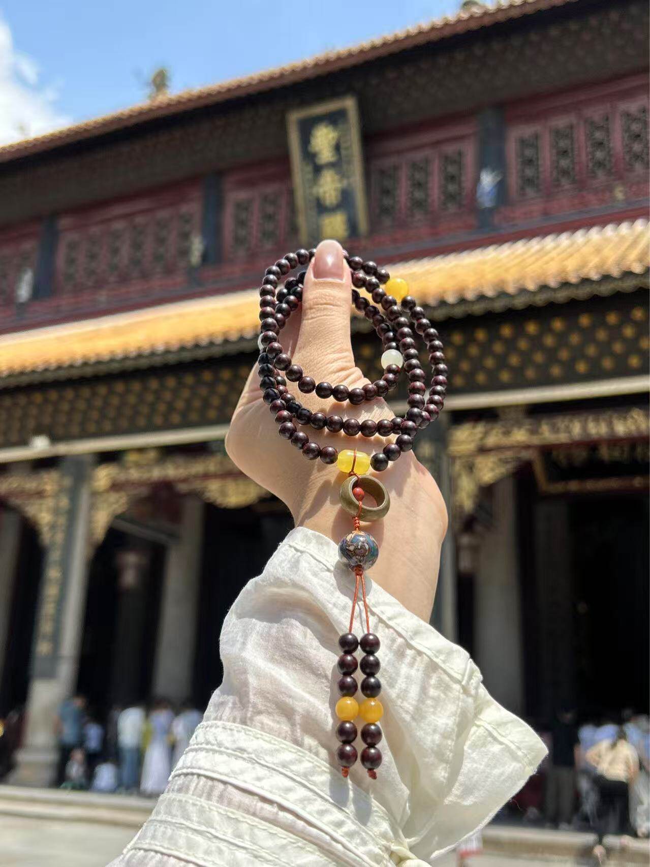 南岳衡山文创手串大漆蜜蜡小叶紫檀跑环6mm佛珠108颗设计款高档礼