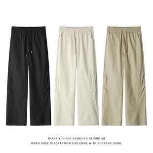 美式解构拼接直筒裤长裤子男加肥加大码潮流胖子宽松春季新款休闲