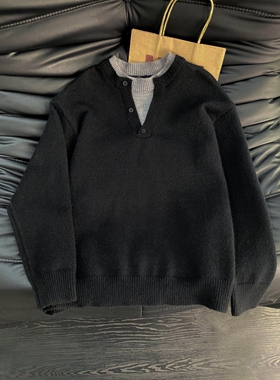 GT87假两件毛衣P49灰色黑色红色M到XXL