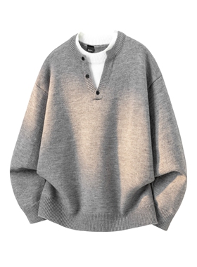 GT87高质量假两件毛衣P49红色灰色黑色M到XXL