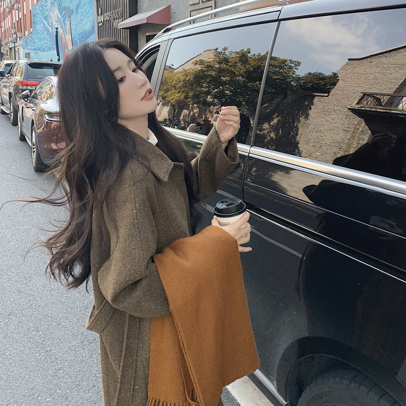 现货高级感新款上市直筒型退货优质通勤显瘦呢子大衣女秋冬感加厚