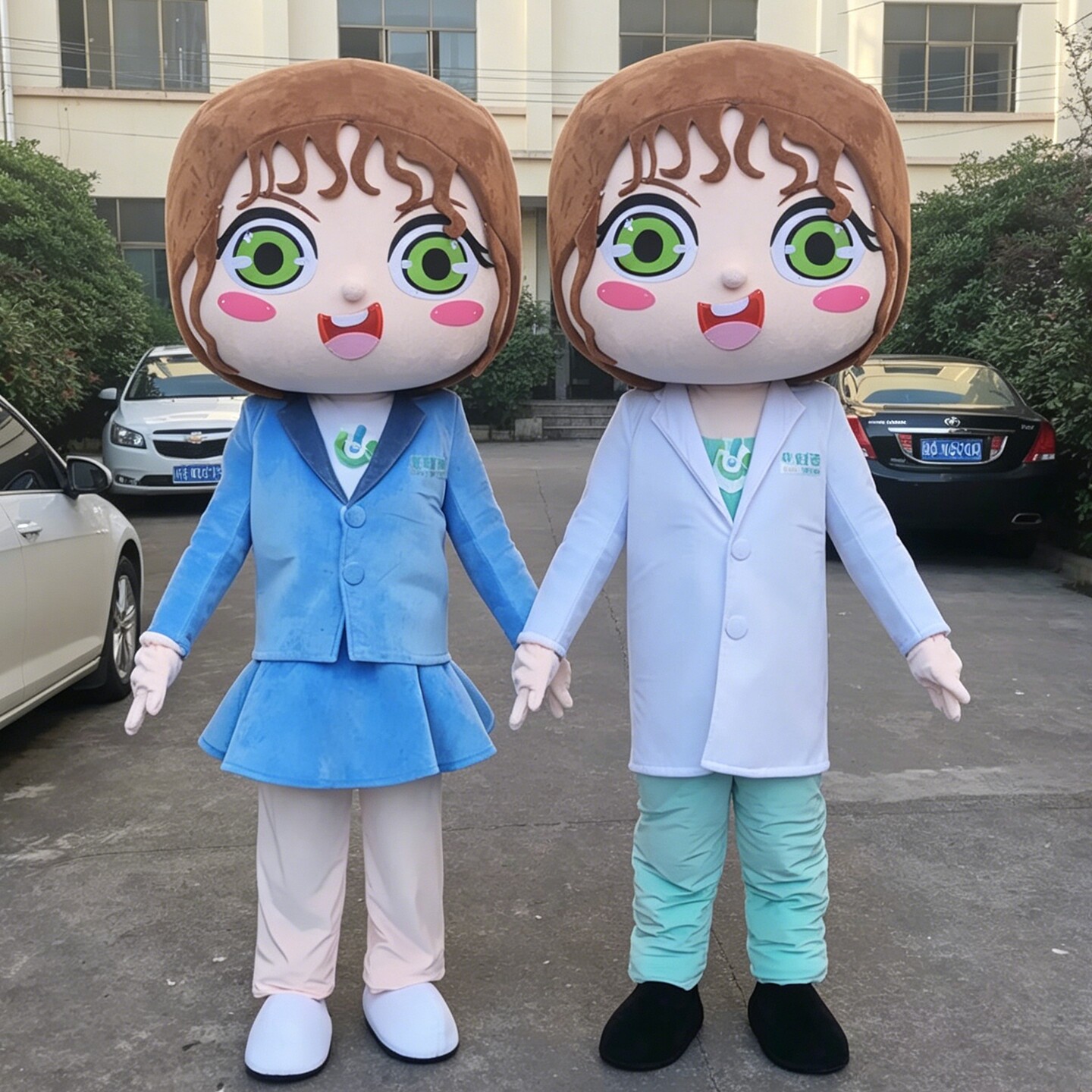 定做动漫品牌吉祥物齐刘海短发女孩卡通人偶巡演出布偶道具衣服装