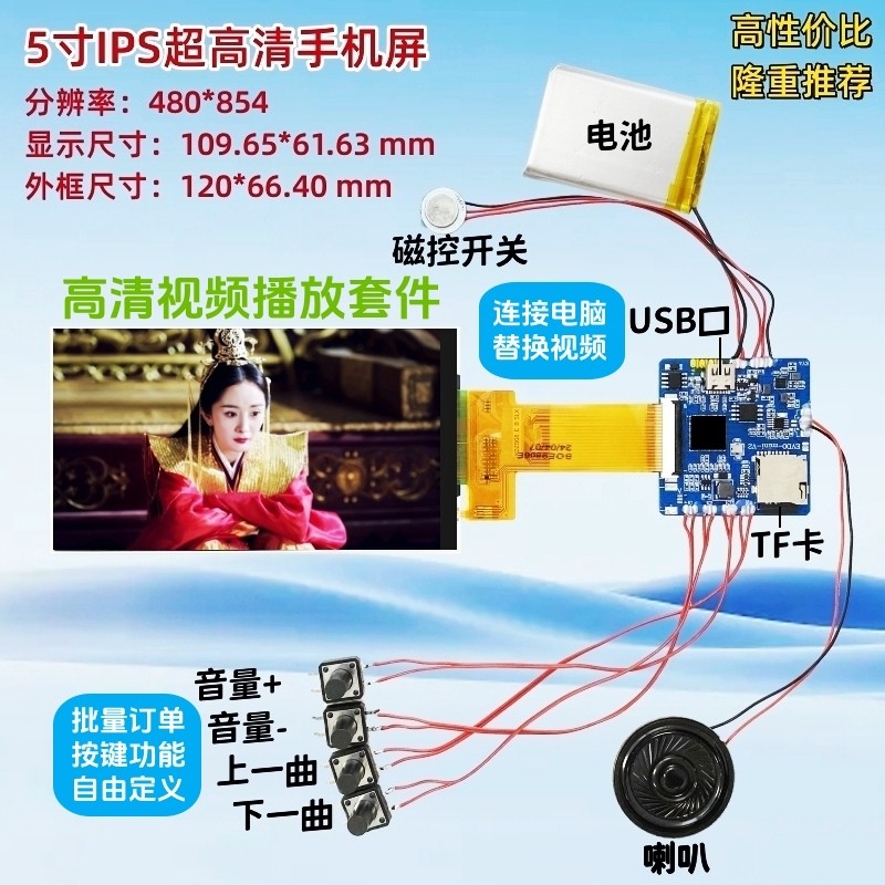 2.8寸4寸4.3寸5寸7寸10.1寸MP4视频播放器贺卡机芯LCD液晶显示屏