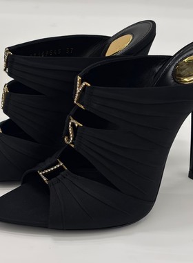 2026SYL新款欧美中东迪拜荷兰俄罗斯真皮大底金属logo尖头高跟拖