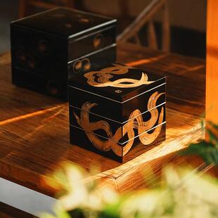 首饰收纳盒高档精致轻奢高级感戒指耳钉手饰品盒子非遗漆器首饰盒