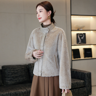 高端皮草女短款外套韩版皮毛一体