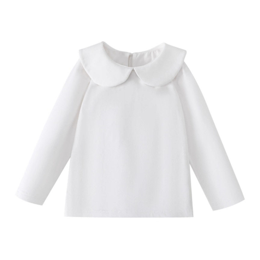 女童娃娃领长袖T恤内搭白色翻领打底衫婴幼儿童百搭上衣春秋新款