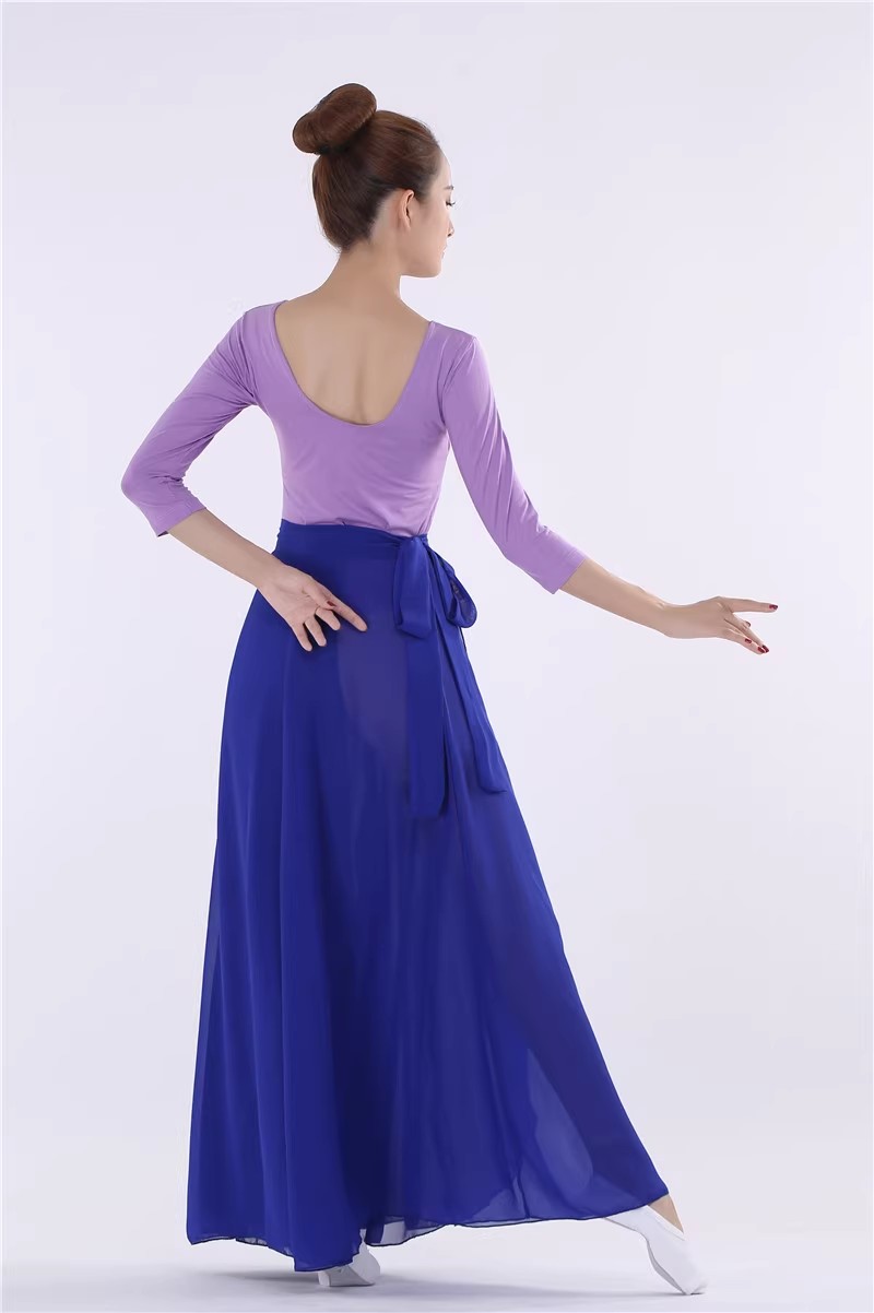 尚七彩一片式修身雪纺纱朝鲜裙