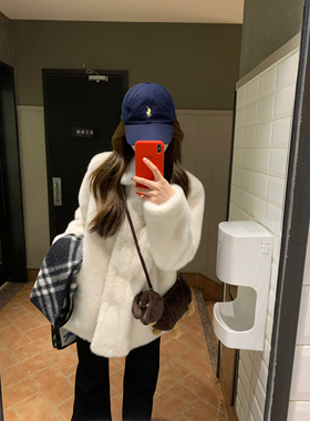 司制房“冬日恋歌”仿皮草毛毛外套女冬季翻领保暖毛绒外套