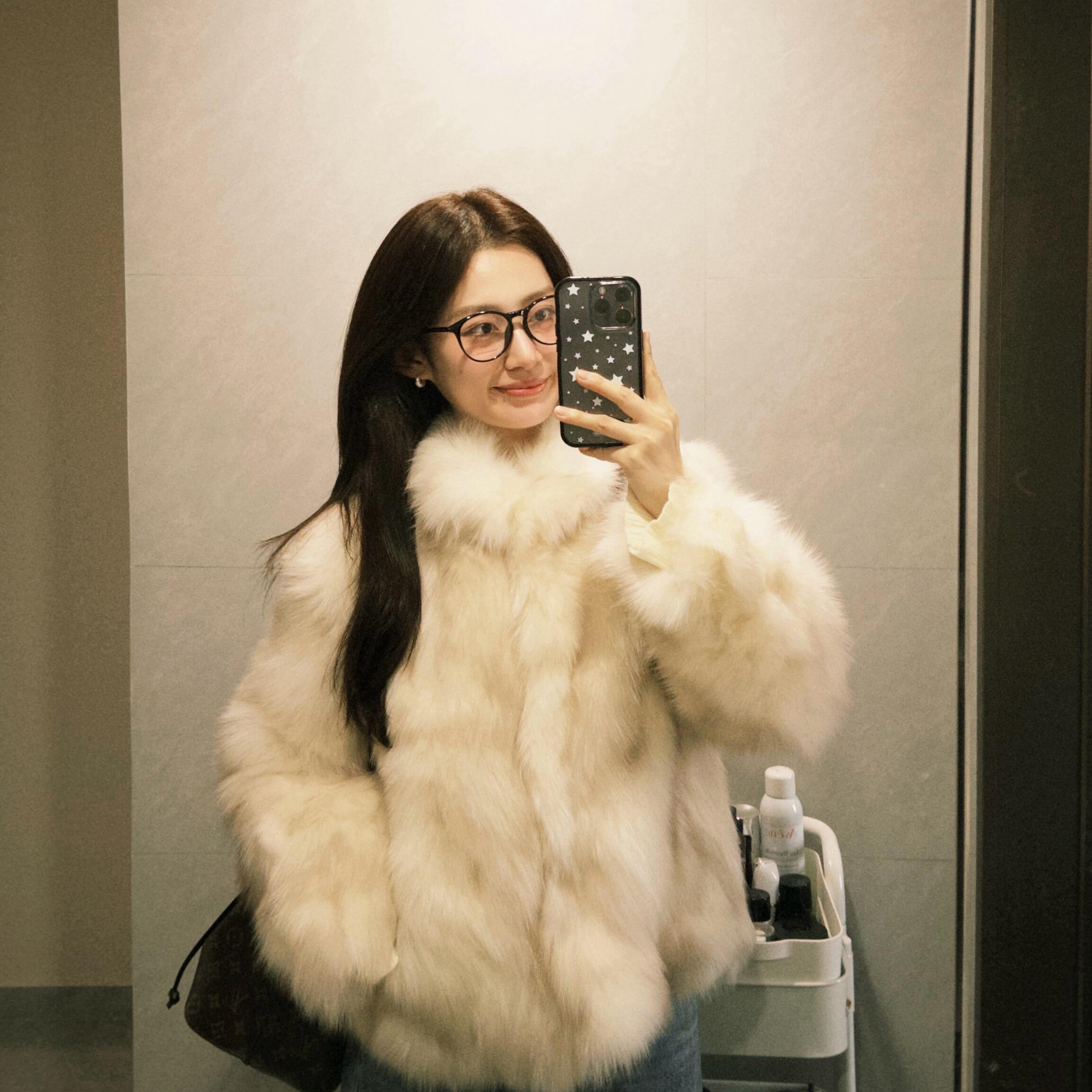 冬季环保晕染狐狸毛皮毛一体外套