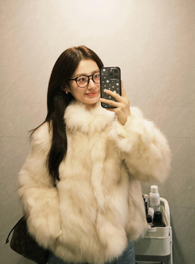 晕染仿狐狸毛环保皮草外套女冬季高级感立领皮毛一体毛毛大衣年轻