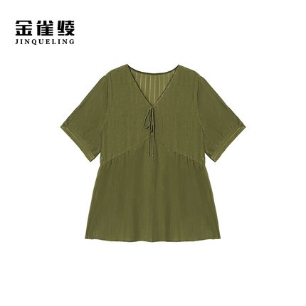 金雀绫【青柠雨巷】100桑蚕丝透气亲肤显瘦加宽加大小衫SZA2S407
