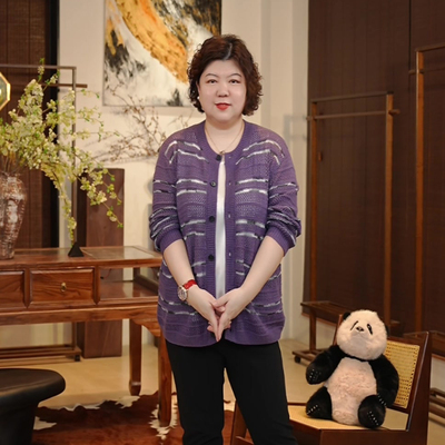 金雀绫【紫春意】条纹设计撞色加宽加大针织开衫SZBXZH022