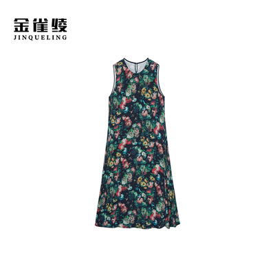 金雀绫【暗夜花海】法式浪漫设计款加宽加大背心连衣裙SZA2LW518