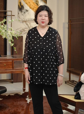 金雀绫【港岛女郎】法式复古轻薄波点加宽加大衬衫SZBY231