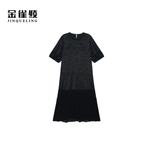 设计款 法式 醋酸双绉加宽加大连衣裙SZA1LW930 黑屿晚风 金雀绫