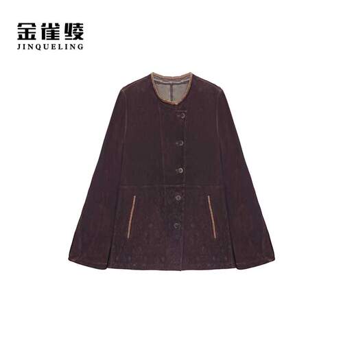金雀绫【温莎城堡】复古英伦风高级感加宽加大皮衣外套SZBXY111