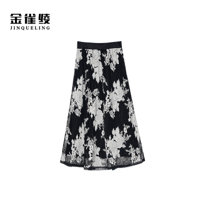 金雀绫【奥黛之美】设计师款轻奢优雅刺绣加宽加大半身裙SZA2Q447