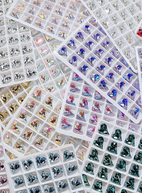 K9高品12X13mm凹槽歪心美甲钻饰品配件美拉德钻Diy手工美甲钻饰