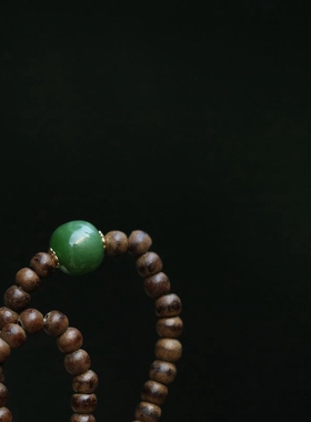 泼墨沉香木猫眼碧玉小清新手链