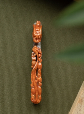 泼墨。天然红翡A货  立体精雕龙首  祥瑞如意 把玩件吊坠（原2千5