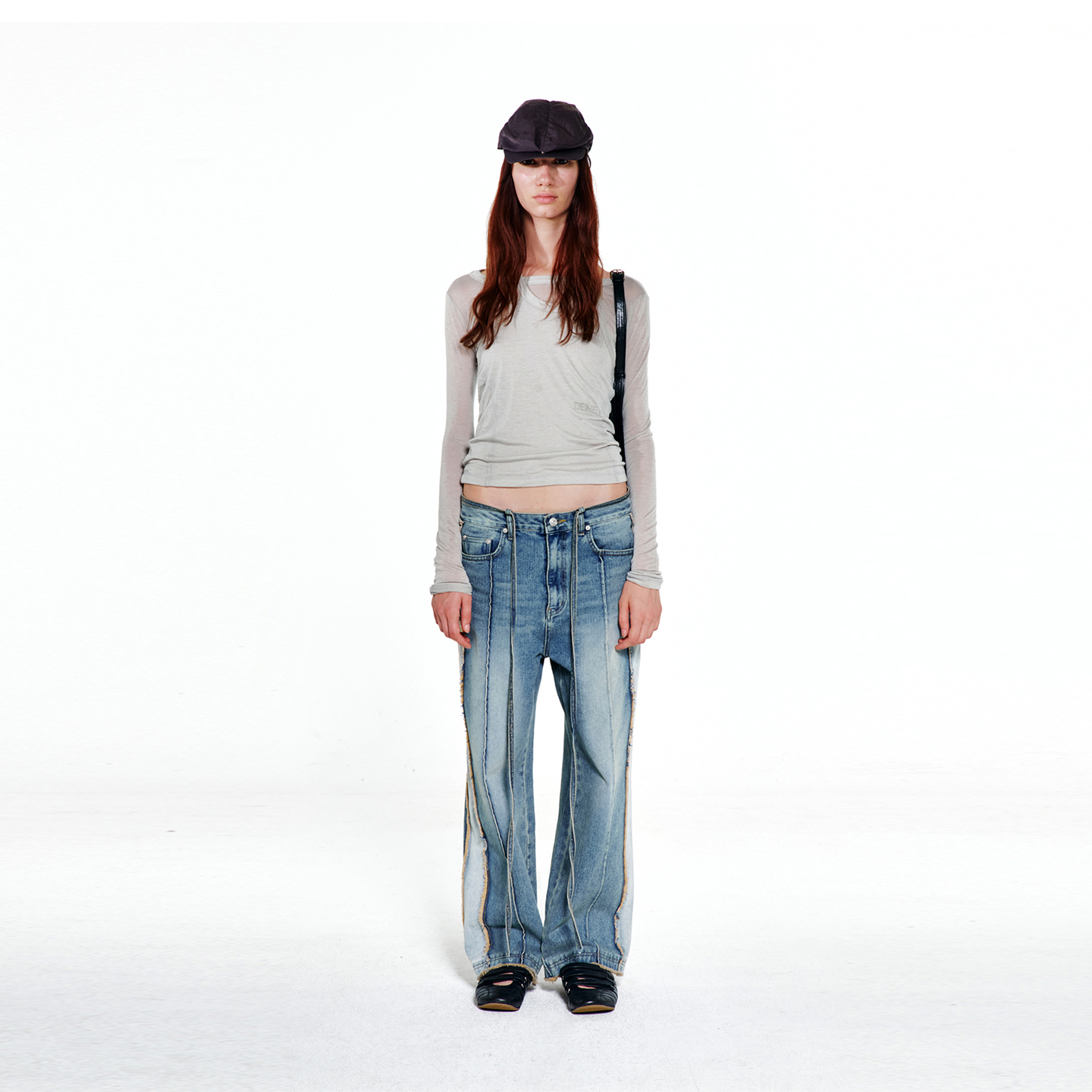 韩国代购字母印花挂脖长袖T恤女