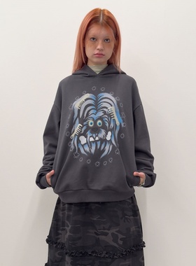 TYPESERVICE韩国小众设计师品牌2025秋季新款印花连帽衫卫衣外套