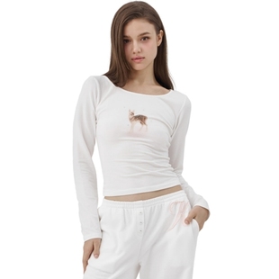 kleesier韩国设计师品牌新款时尚百搭梅花鹿印花长袖T恤衫