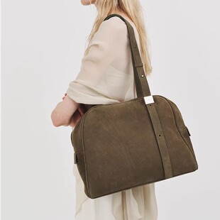 AHNI韩国代购 高级感单肩包休闲百搭托特包腋下包通勤女包 牛皮时尚