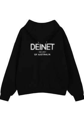 Deinet韩国小众设计师品牌2025秋冬季新款字母印花连帽开衫卫衣女