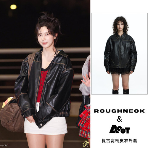 时尚休闲宽松皮夹卡复古短款皮衣