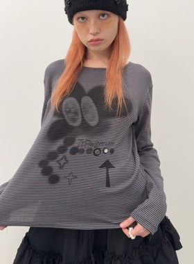 TYPESERVICE韩国小众设计师品牌2025秋季新款纯棉印花长袖上衣女