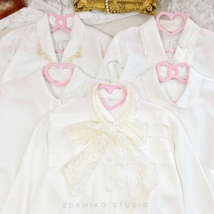 ZDAMIAO日本制古着日系中古vintage复古刺绣系带简约百搭白衬衫