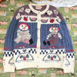 美国海淘古着孤品vintage安安&安迪古董娃娃毛衣童趣可爱复古