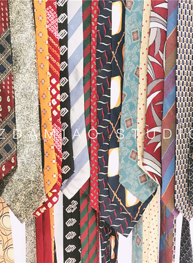 ZDAMIAO 日本制中古大牌真丝A酷港风复古巴洛克百搭古着领带男女