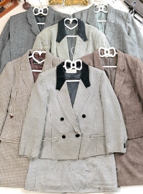 ZDAMIAO日本制昭和中古套装西装半裙vintage古着气质复古格子新品