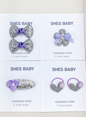 韩国新款蝴蝶结蓝色水钻发夹女高级感侧边夹宝宝刘海发饰婴童头饰