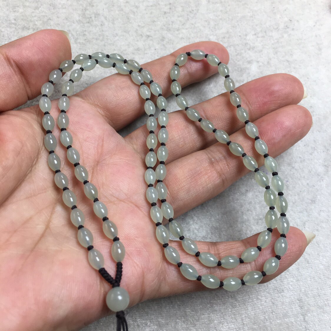 天然和田玉小号米珠卡3.9mm椭圆米珠路路通珠链吊坠绳链玉佩挂绳