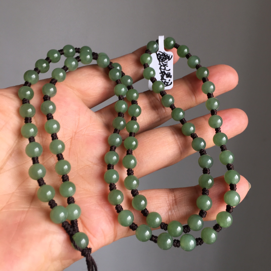 高品质碧玉珠链天然和田玉苹果绿无黑点手工编织浅阳绿碧玉吊坠链