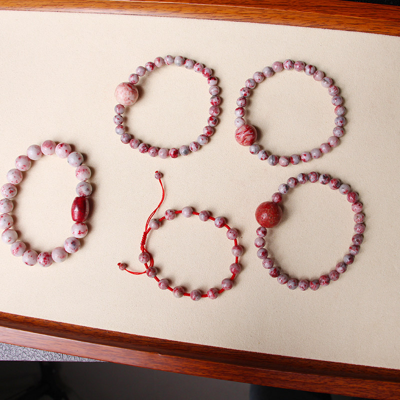 天然朱砂鸡血原矿原石手链手串男女款佛珠手串冲量特惠高级感儿童