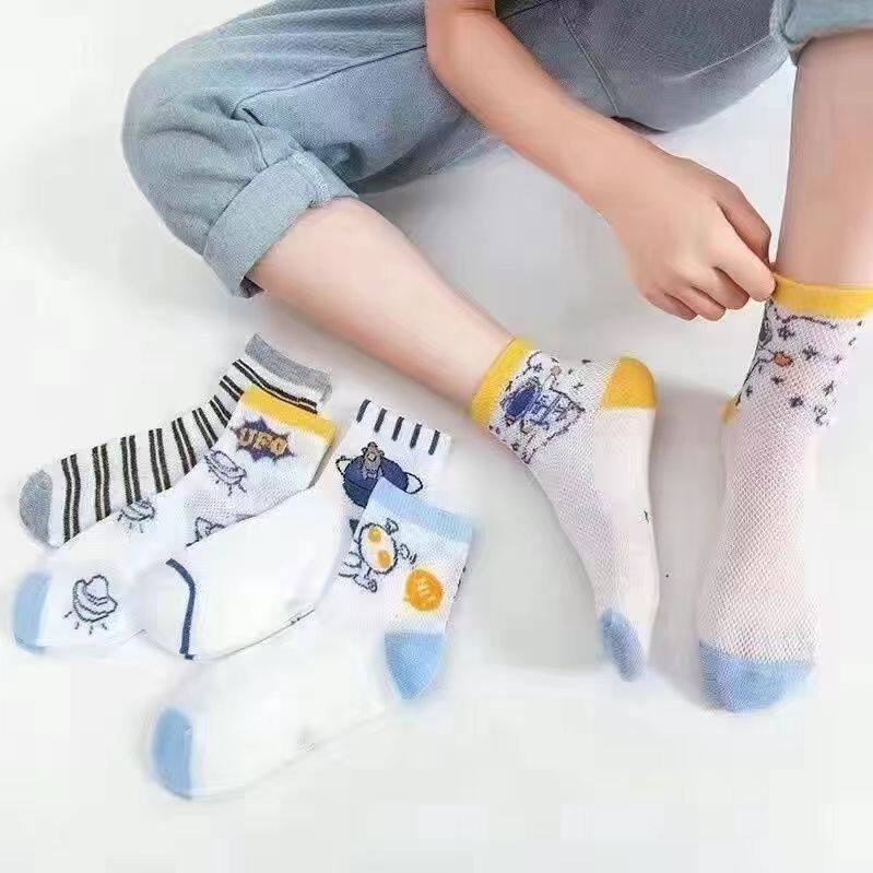夏季薄款儿童袜子网袜短袜网眼男童女童宝宝吸汗透气防臭舒适袜子