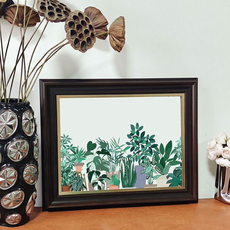 实木雅棕镜面创意装饰画小众画装饰镜服装店餐厅客厅卧室艺术挂画