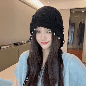 手工编织钩花镂空包头帽女