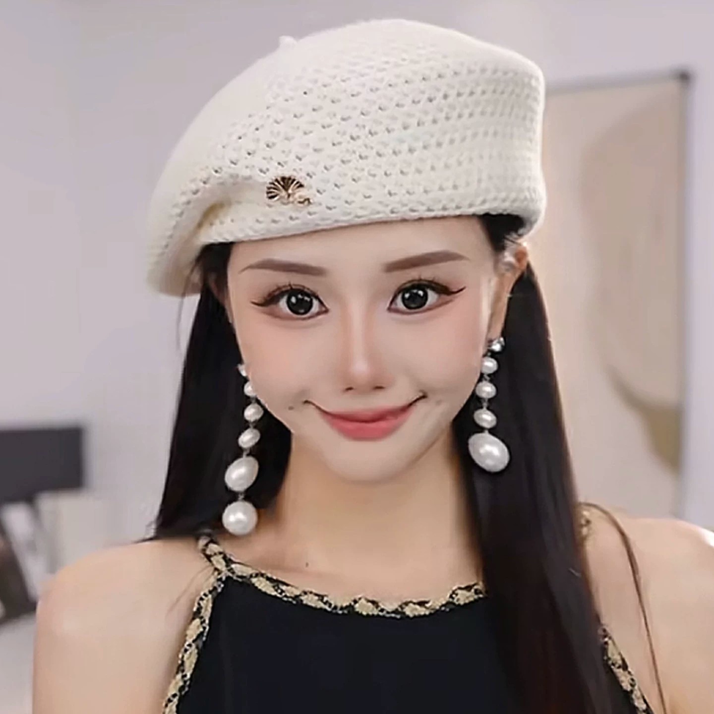 秋冬镂空显脸小百搭女贝雷帽
