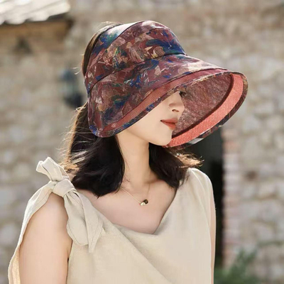 韩版环绕式欧根纱遮阳帽子女