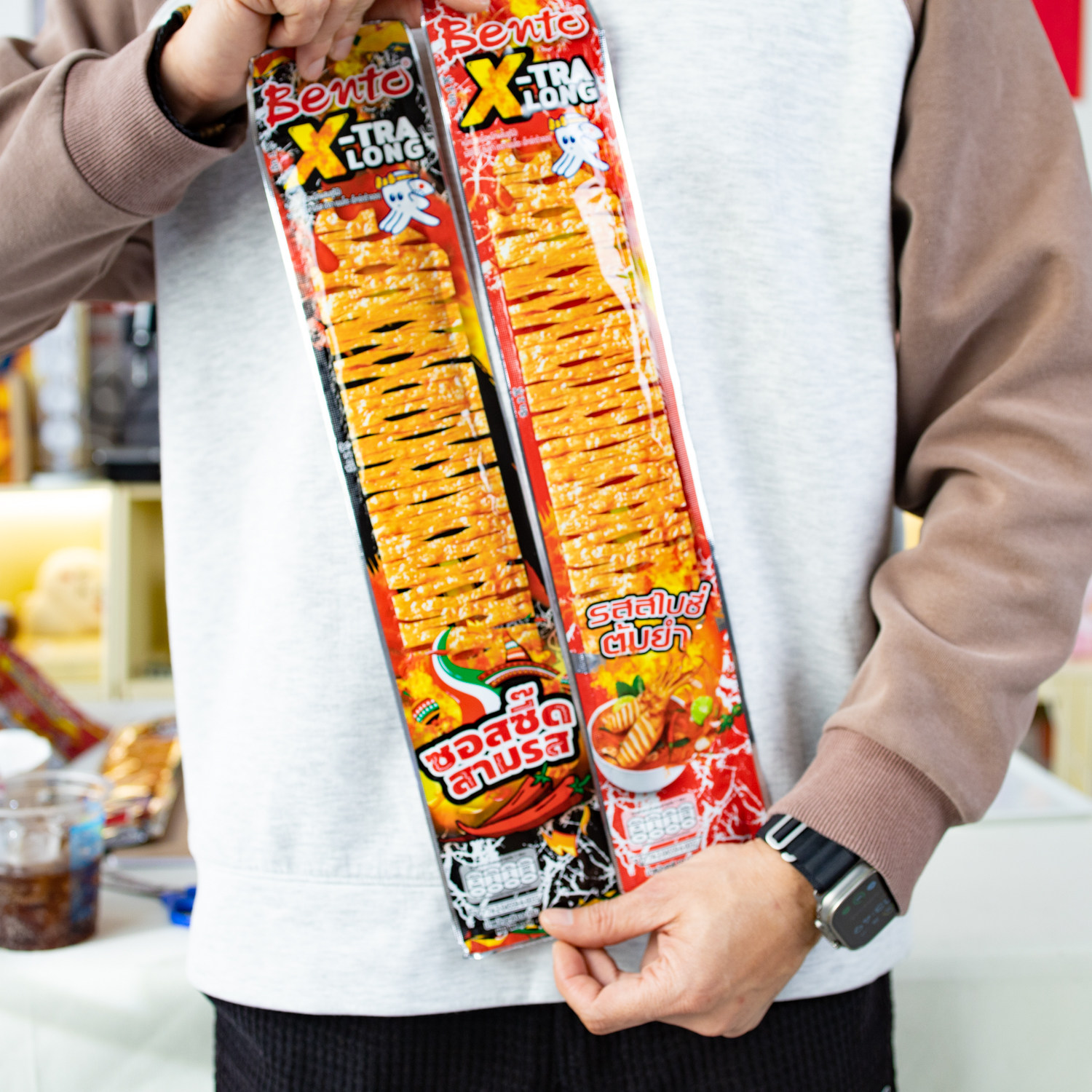 泰国拌多乐冬阴功味鱿鱼片丝超长版辣酱墨西哥烧烤味进口零食品