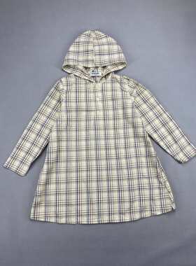 日单尾货女童连帽格子风衣外套春秋款长袖休闲百搭上衣110-130cm