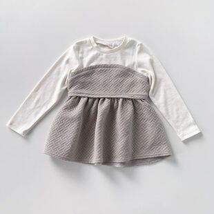 日本petit main尾货80-150女孩秋冬裙式收腰上衣裙式短裤2件套